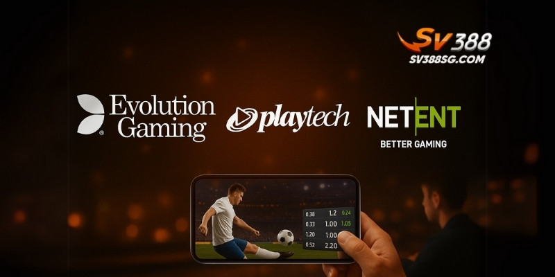 Logo của các nhà cung cấp Evolution, Playtech, NetEnt.
